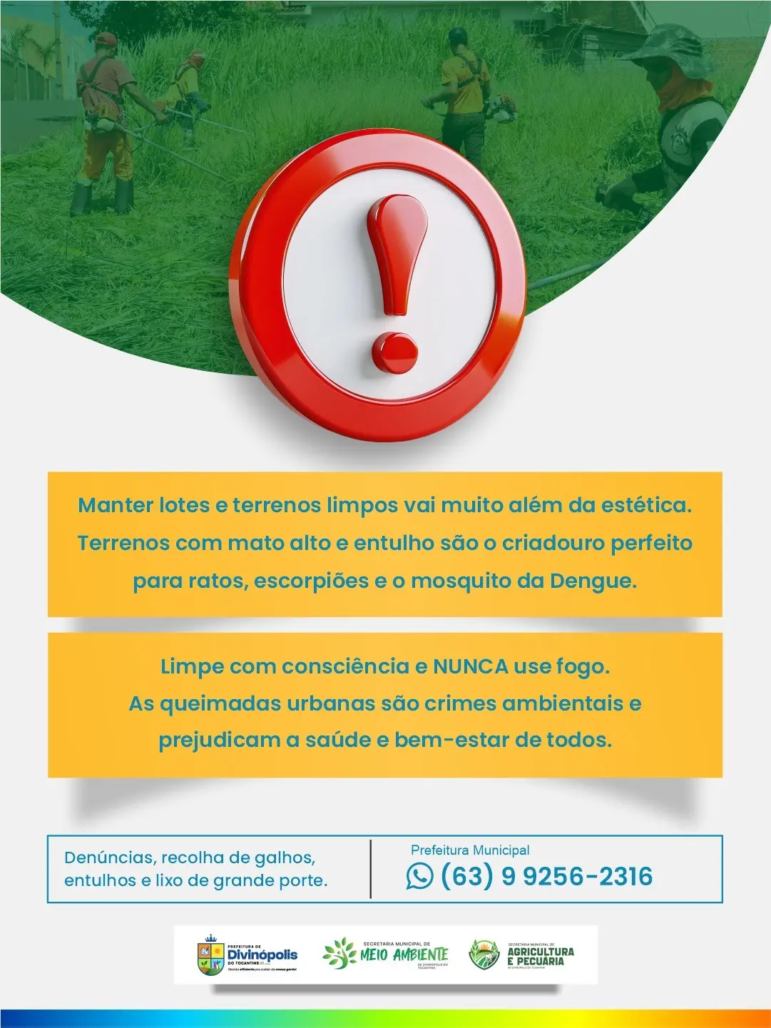 Prefeitura reforça conscientização sobre limpeza de lotes urbanos